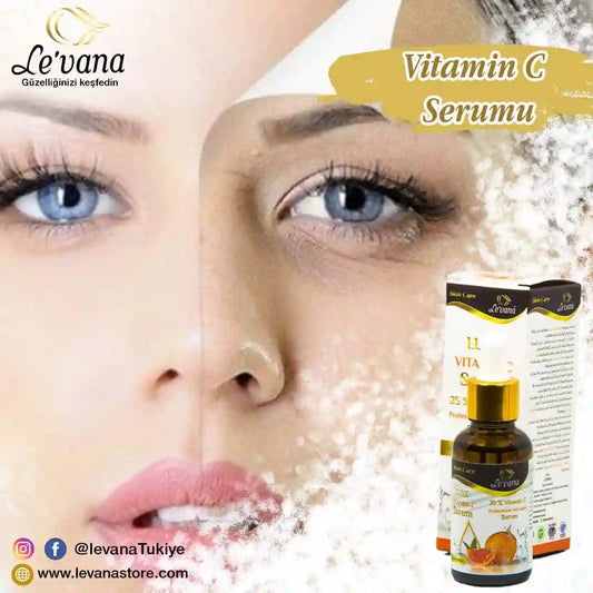 30ml şişede LEVANA yüz için c vitamini serumu, yaşlanma karşıtı ve cilt nemlendirme için